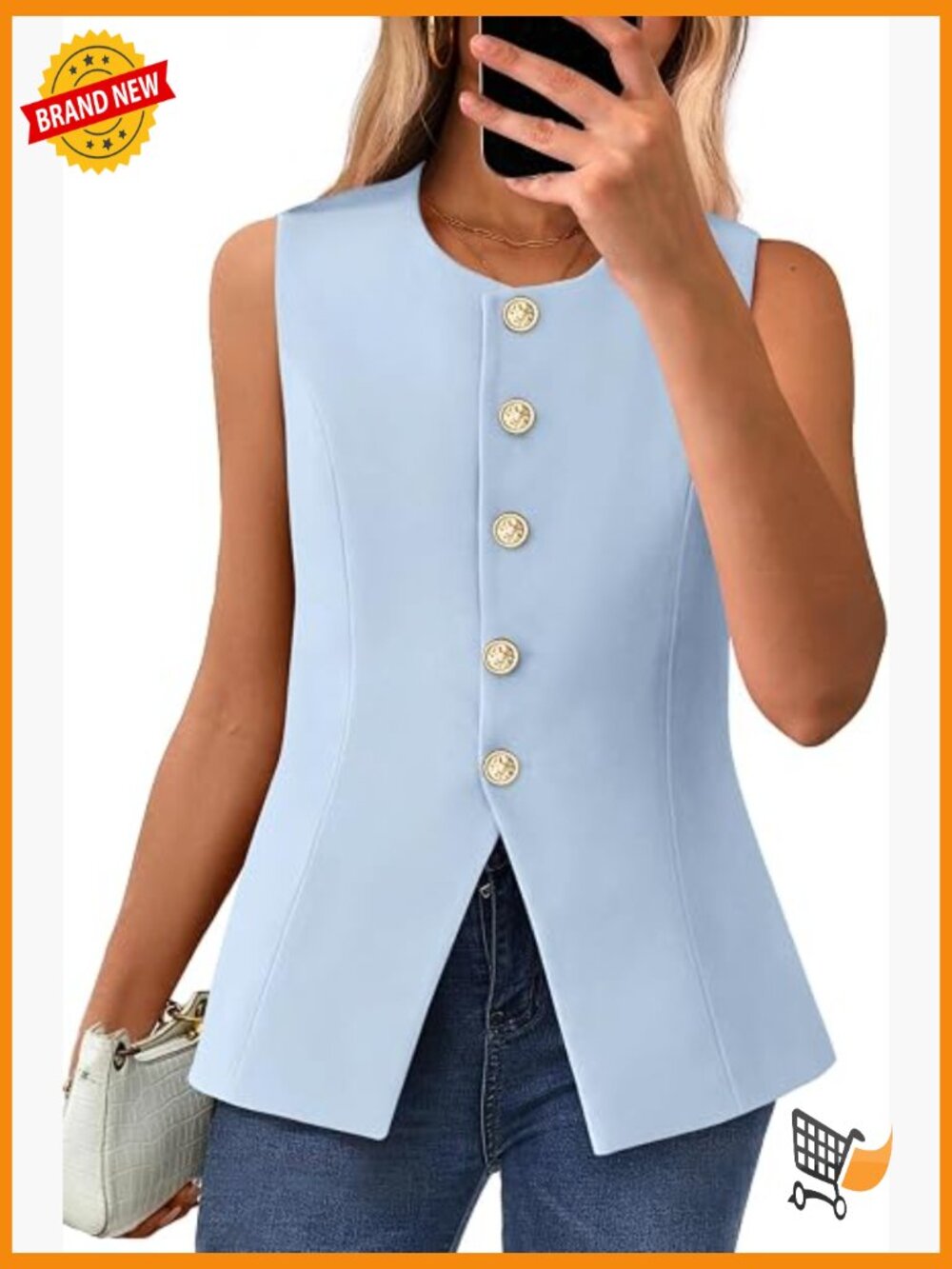 Sleeveless Blazer Vest for Women Button Down Business Casual Work Suit Vest